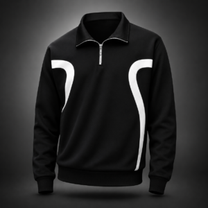 Premium Men's Black and White Half Zip Sports Sweatshirt