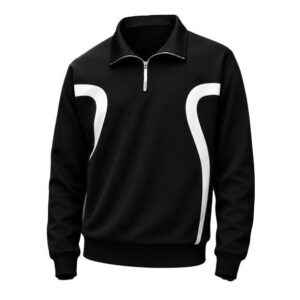 Premium Men's Half-Zip Sports Sweatshirt – Black & White